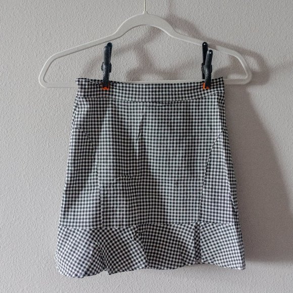 High waisted black and white plaid skirt - Picture 1 of 2
